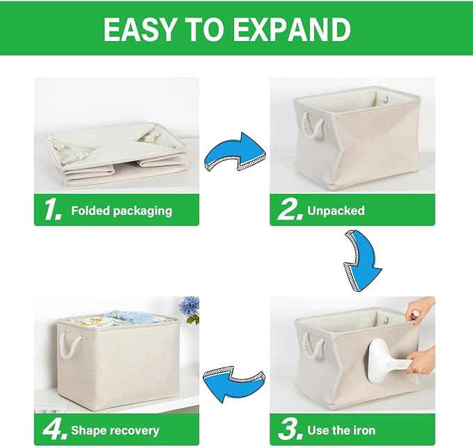 Bidtakay Large Storage Baskets for Shelves 3 Pack Fabric Storage Bins for - Image 6