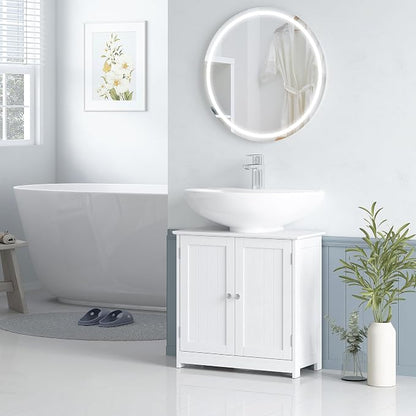 kleankin 23.5" Pedestal Sink Storage Cabinet, Freestanding Bathroom Under Sink - Image 7