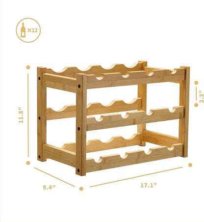 VASMIA Bamboo Wine Rack, Sturdy and Durable Wine Storage Cabinet Shelf - Image 6