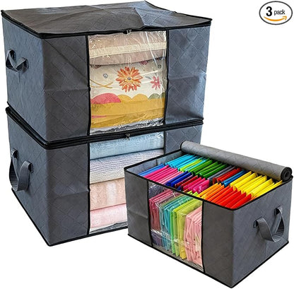 Clothes Storage Bags with Zipper, Foldable Clear with Lids and Handle, by Unknown