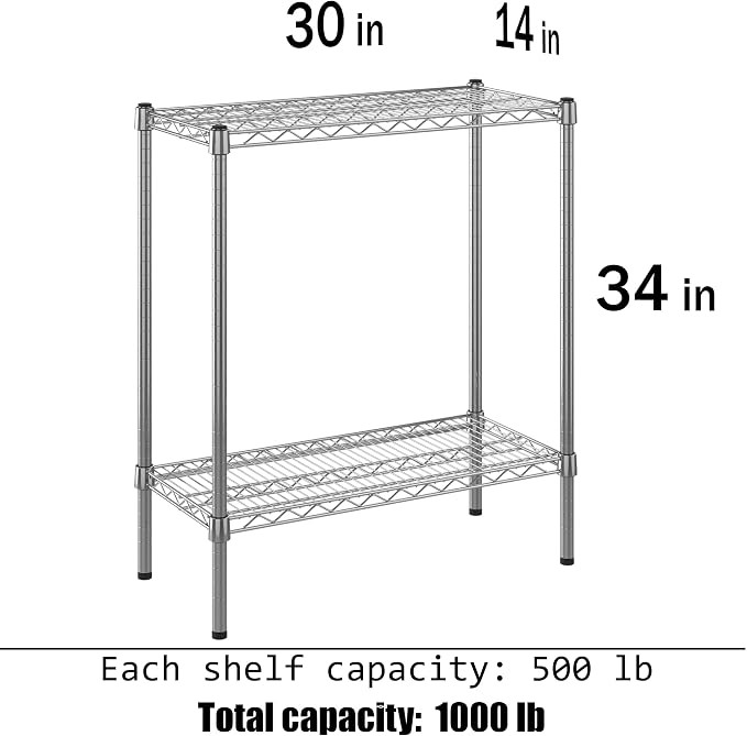 14" Deep x 30" Wide x 34" Height Wire Shelving Kit | 2-Tier | NSF Commercial - Image 3