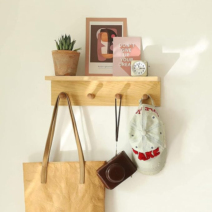 Entrance Coat Rack ，Coat Hooks, Wall-Mounted Wooden Hook Rack, Wall-Mounted - Image 6
