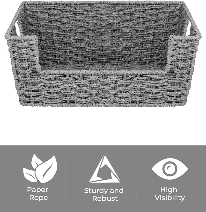 StorageWorks Round Paper Rope Woven Basket - Image 3