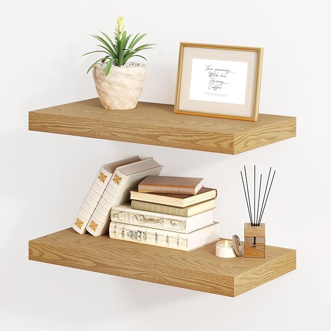 Fun Memories Floating Shelves for Wall, 8 Inch Deep Floating Wall Shelf by FunMemories