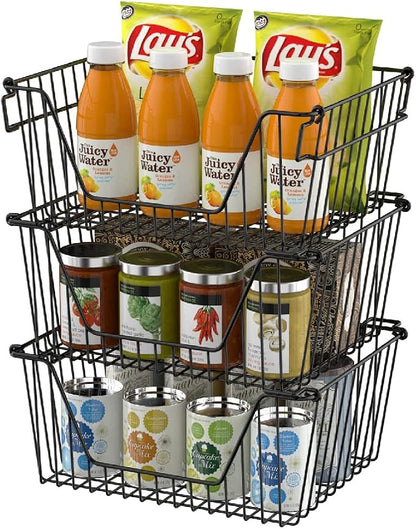 Slideep Wire Storage Baskets, Freezer Baskets Farmhouse Stackable Organizer - Image 3