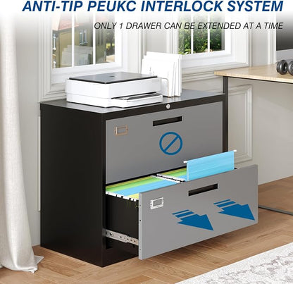 2 Drawer File Cabinet, Lateral Filing Cabinets - Image 4