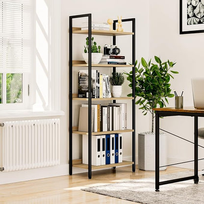 NUMENN Bookshelf, 5 Tier Bookshelves, Home Office Bookcase Shelf Storage - Image 4