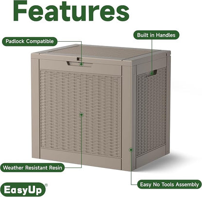 EasyUp 31 Gallon Outdoor Storage Box, Resin Waterproof UV-Resistant Deck Box - Image 3