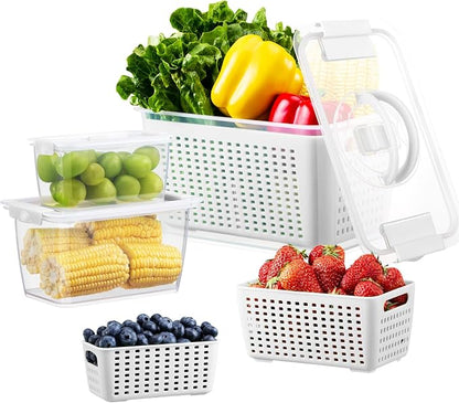 LUXEAR Produce containers for fridge, 3 Set Fruit Containers - Image 9