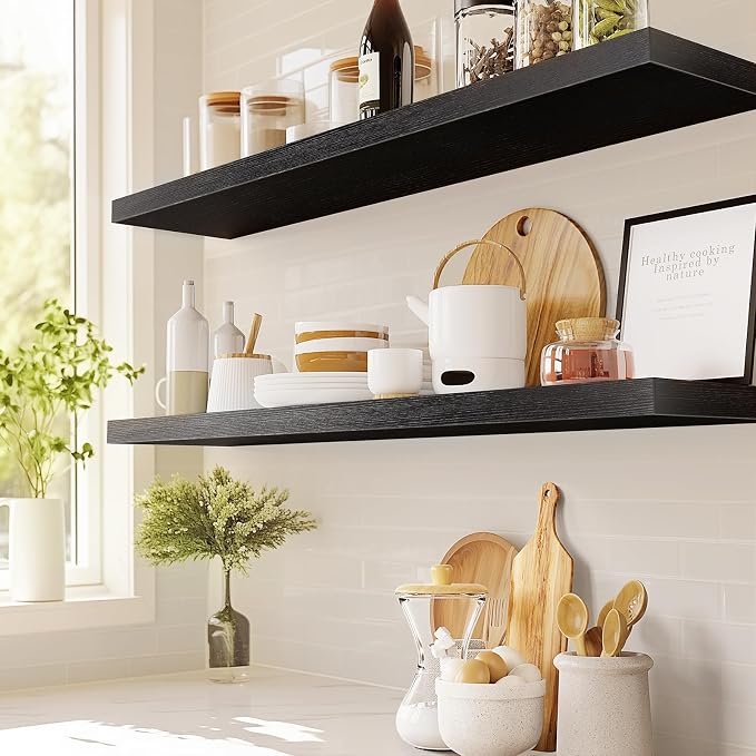 AMADA HOMEFURNISHING Floating Shelves Wall Mounted, 32 x 7 Inch Wall Shelves - Image 3