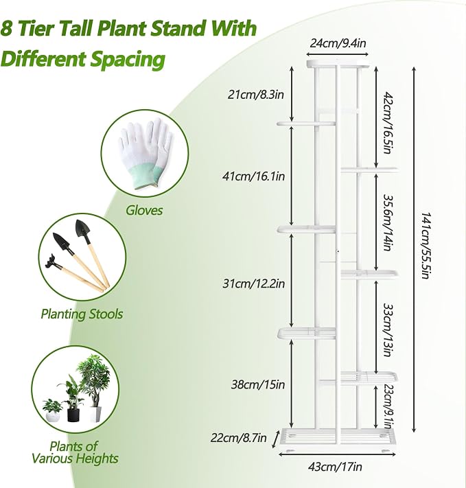 Corner Plant Stand Indoor 8 Tier 9 Potted - Image 6