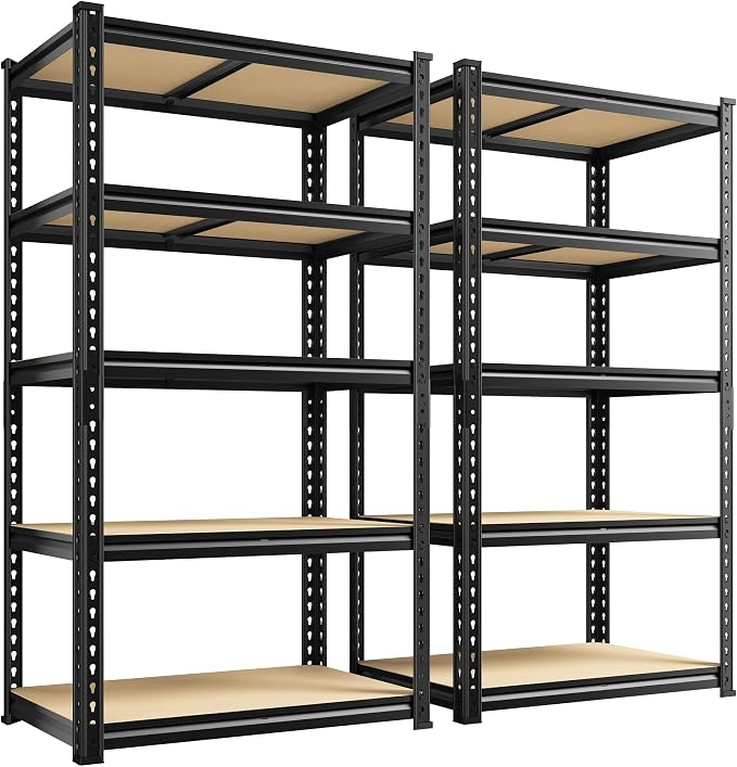 Set of 2 Storage Shelves 27.7"W Metal Shelving 2010LBS Garage Shelving Heavy - Image 9