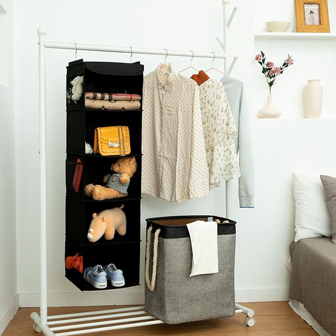 BrilliantJo 2 Pack Hanging Closet Organizer, 5 Shelves Hanging Storage - Image 2
