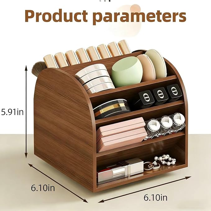 360° Rotating Lipstick Organizer, Tiered Makeup Display Stand - Image 3