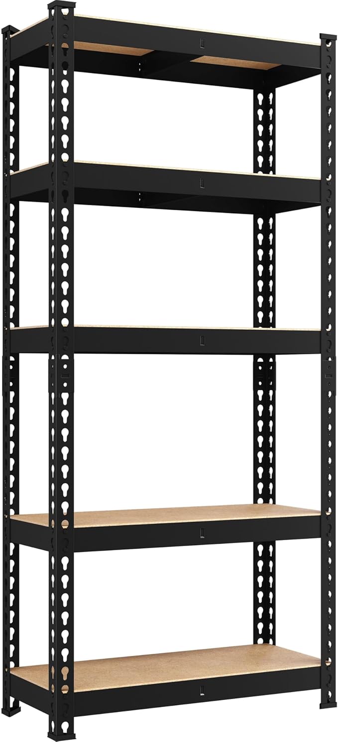 Yaheetech 5-Tier Heavy Duty Storage Shelves 28" W x 12" D x 60" H Black | by Unknown