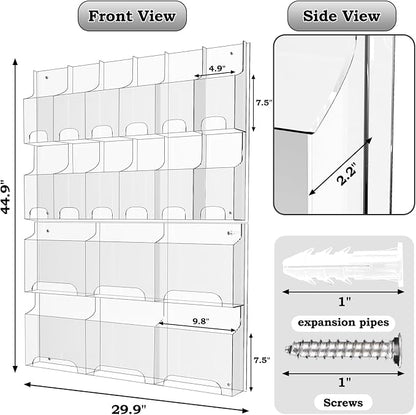 Acrylic Brochure Pamphlet Holder, 6 Magazine Holders and 12 Pamphlet Holders - Image 2