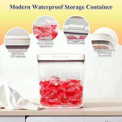 Gute Laundry Pod Holder with Lid - 67oz Sealed Automatic Pop-Up Dispenser - Image 2
