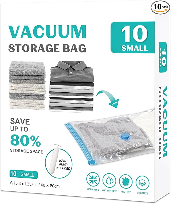 10 Pack Small Space Saver Vacuum Storage Bags Compression Seal Bags by ZOESTORAGE