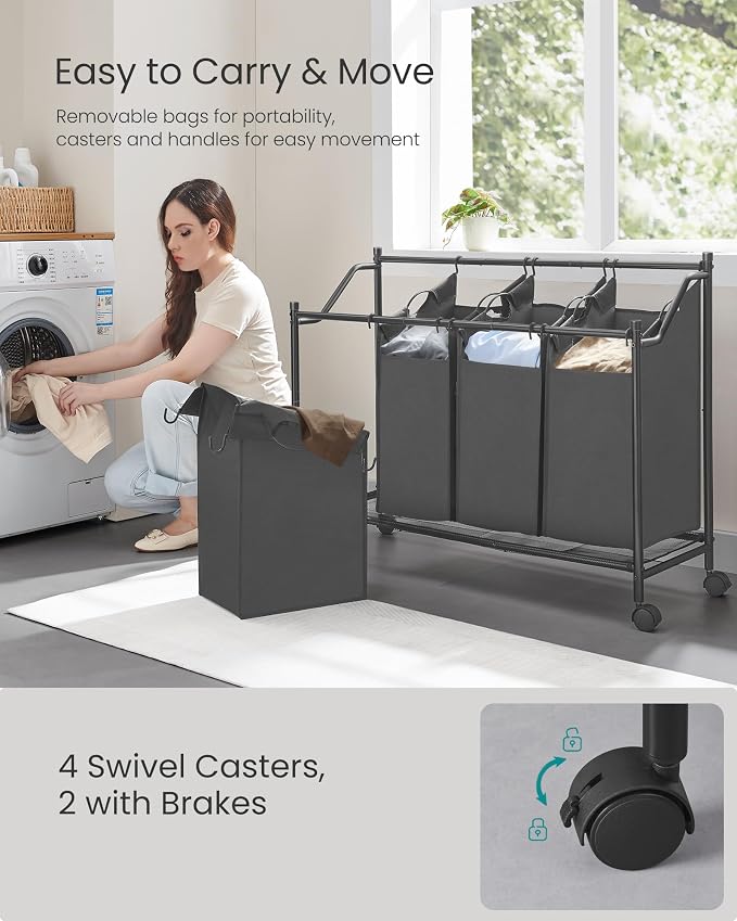 SONGMICS Rolling Laundry Sorter Basket - Image 4