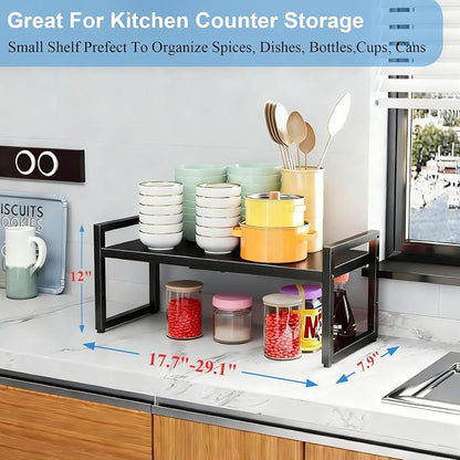 2 Pack Expandable Cabinet Countertop Shelves, Heavy Duty Metal Shelves - Image 6