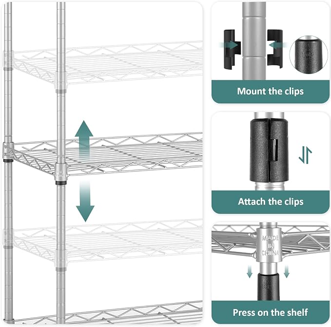 Homdox 6-Tier Storage Shelf Wire Shelving Unit Free Standing Rack Organization - Image 9