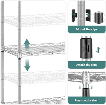 Homdox 6-Tier Storage Shelf Wire Shelving Unit Free Standing Rack Organization - Image 9