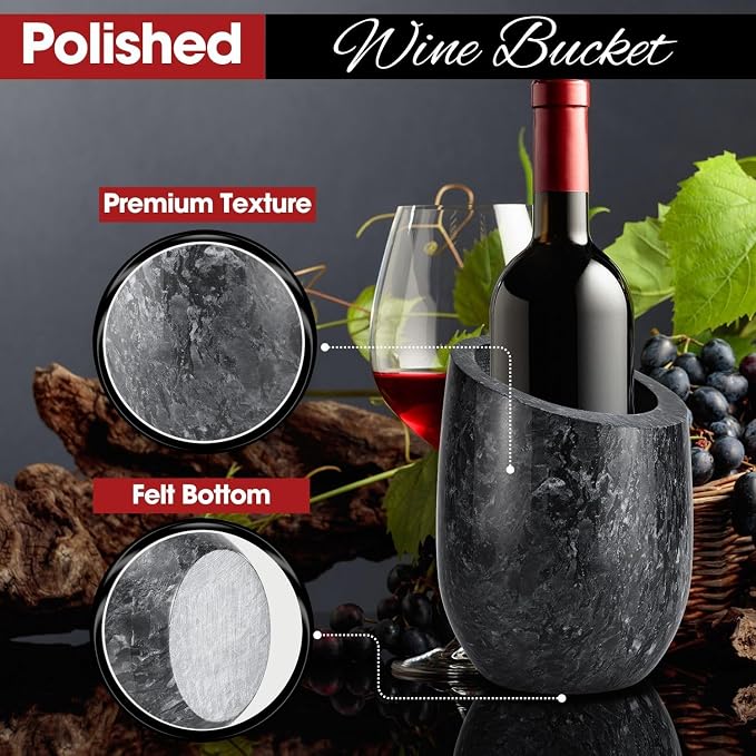 Flexzion Marble Wine Chiller Bucket – Black Wine Cooler & Champagne Bucket - Image 9