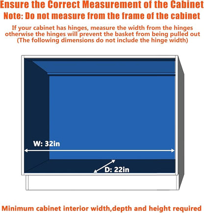 Pull Out Cabinet Organizer 31½" W x 21½" D, Heavy Duty Cabinet Pull Out Shelves - Image 4