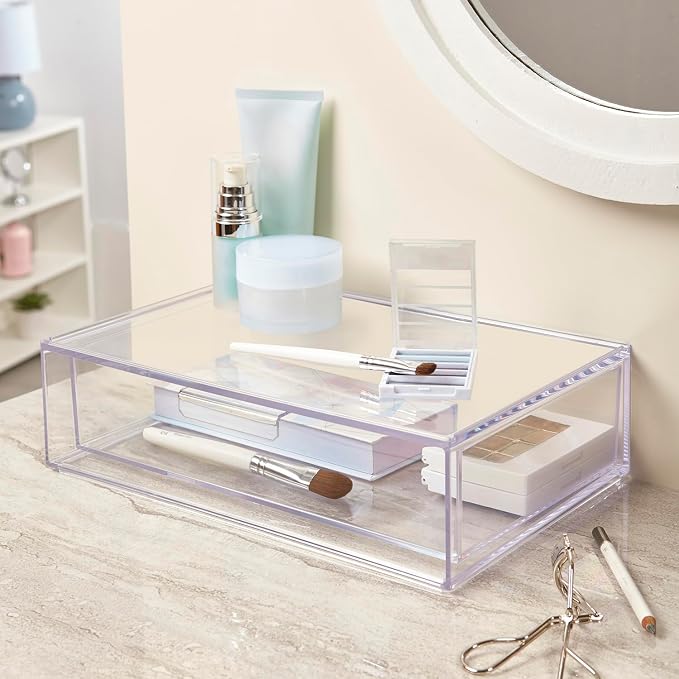 STORi Audrey Stackable Clear Bin Plastic Organizer Drawer | Organize Eyeshadow - Image 3