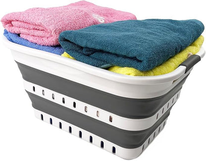 SAMMART Collapsible Plastic Rectangular Laundry Basket - Image 4