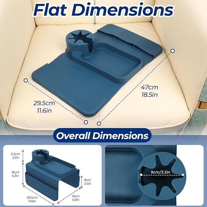 Silicone Couch Cup Holder Tray, 3-Side Sofa Armrest Organizer - Image 4