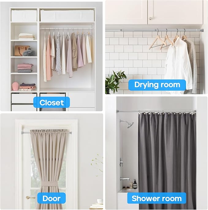 2 Pack Silver Tension Curtain Rod - Image 6