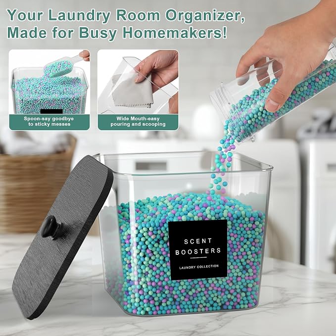4 Pack Laundry Pod Containers and Dryer Sheet Holder Acrylic Jars - Image 6