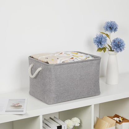 Bidtakay Storage Baskets Gray 3 Pack Shelf Baskets Collapsible Storage Bins - Image 9