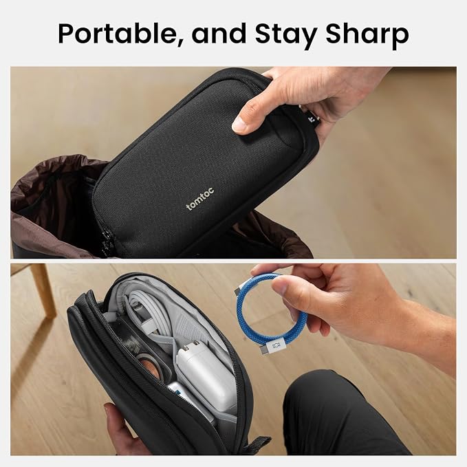 tomtoc Electronic Organizer Travel Case, Water Resistant Dual Compartment Tech - Image 10
