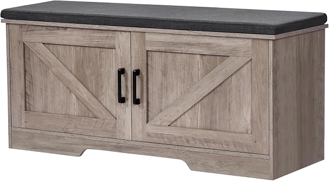 HOMSHO Farmhouse Shoe Storage Bench - Image 9