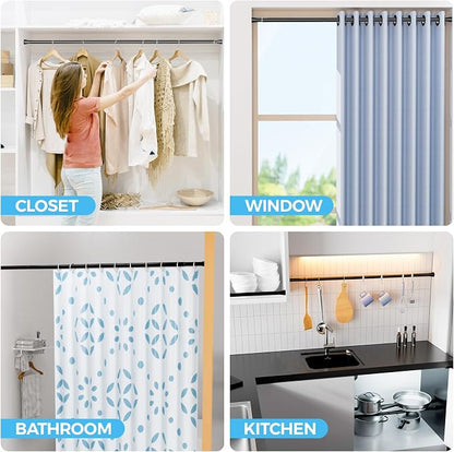Spring Tension Rod Shower Curtain Rod 30 to 64 Inches 2PCS - Image 4