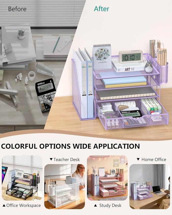 WALI Desk File Organizer, 4 Tier Desktop Paper Letter Tray Organizer - Image 6