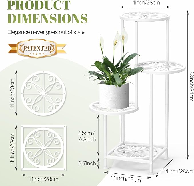 4 Tier Plant Stand Indoor Outdoor, Metal Flower Shelf Display Holder - Image 2