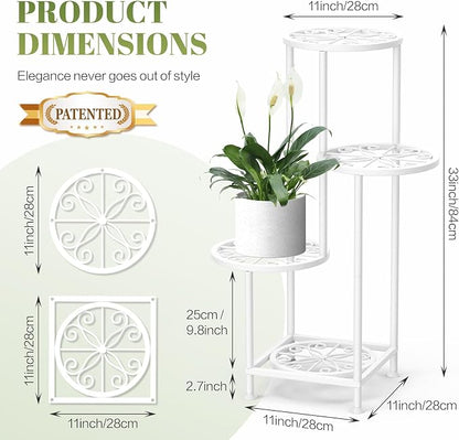 4 Tier Plant Stand Indoor Outdoor, Metal Flower Shelf Display Holder - Image 2