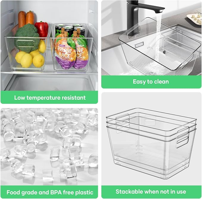 8 Pack Clear Plastic Storage Bins, Plastic Containers - Image 7
