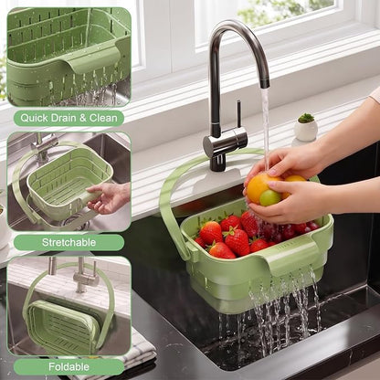 Foldable Hanging Sink Drain Basket Space Saving Colander - Image 2