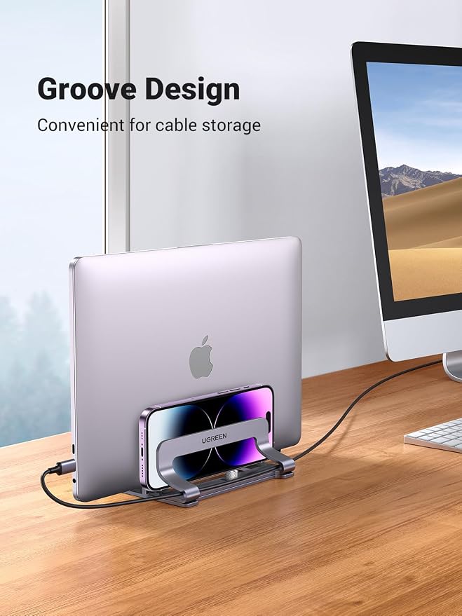 UGREEN 2-Slot Vertical Laptop Stand Holder Desk Compatible - Image 6