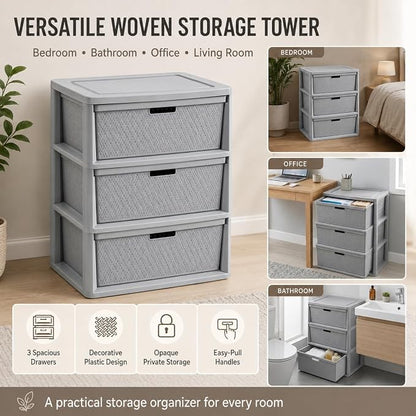 Wide 3-Drawer Plastic Storage Tower - Image 9