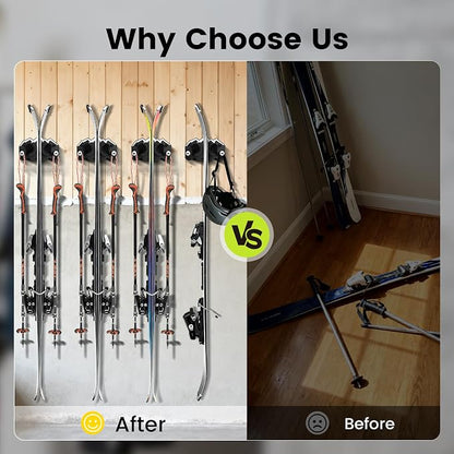Hikeen Ski & Snowboard Wall Mount, Fits Any Ski or Snowboard, Ski Wall Rack - Image 6
