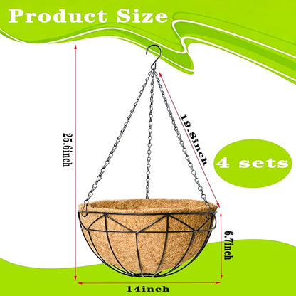 4 Pack 14 Inch Black Wire Hanging Planter - Image 5