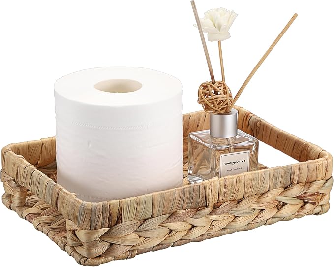Hipiwe Small Keys Basket for Entryway Table Decorative Wicker Basket Tray Woven - Image 9
