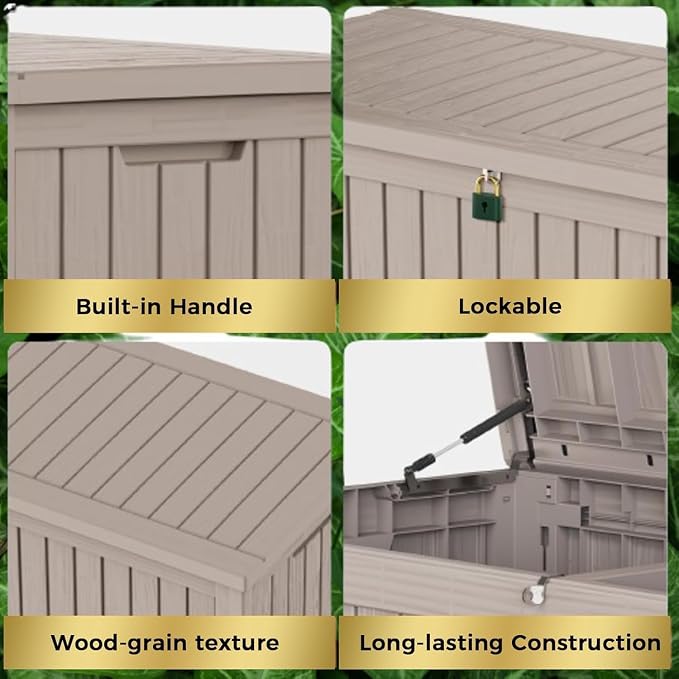 100 Gallon Resin Deck Box, Waterproof Outdoor Storage Box - Image 7