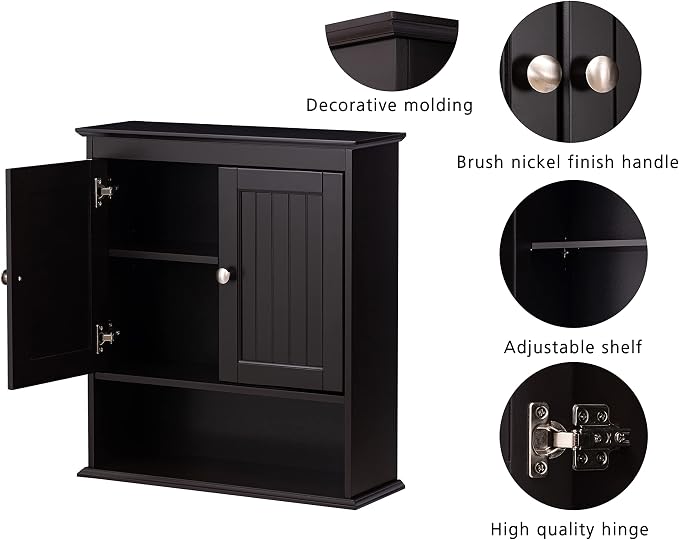 Spirich Bathroom Wall Cabinet Over Toilet, Small Medicine Cabinet Espresso | - Image 5