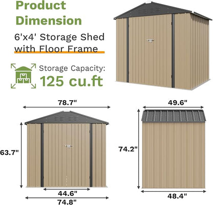 Patiowell 6x4 FT Outdoor Storage Shed - Image 2